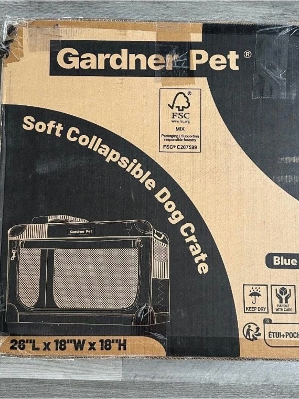 Blue Fabric Pet Crate with Mesh Panels - Picture 5 of 5